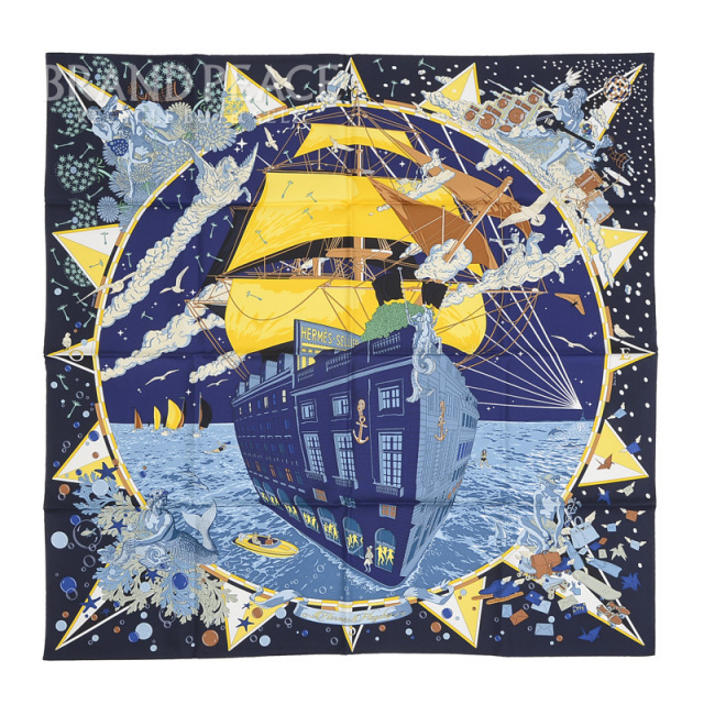 エルメス カレ90 蒸気船 シルク スカーフ LEDOUX（HERMES エルメス  