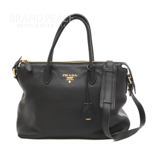 プラダ VITELLO PHENIX 2Wayショルダーバッグ レザー ブラック 1BA063  