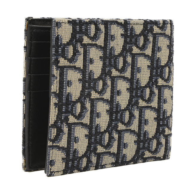 ディオール オブリーク 二つ折り財布 キャンバス ブルー 2OBBC027YSE Dior 