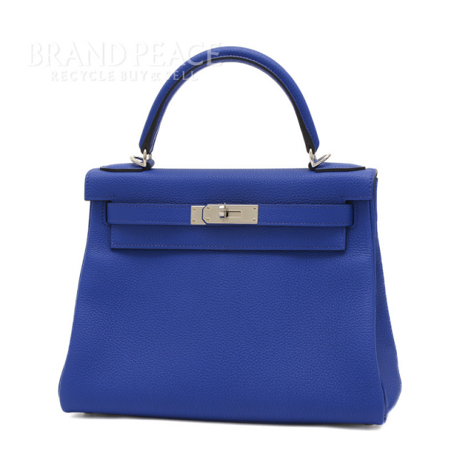 エルメス ケリー28 内縫い トゴ ブルーロワイヤル シルバー金具 U刻印  