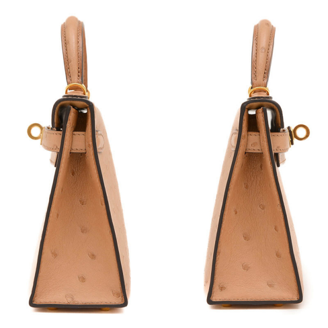 エルメス ケリー ミニ ドゥ 2 オーストリッチ チャイ ゴールド