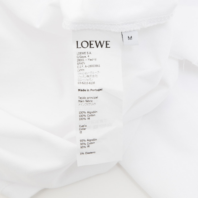 LOEWE ロエベ Tシャツ アナグラム 刺繍 ロゴ ホワイト メンズ Mサイズ  