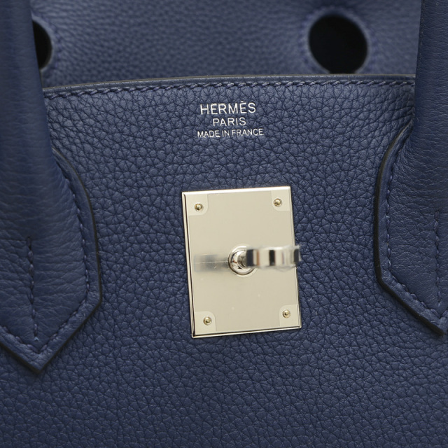 エルメス バーキン30 トゴ ブルーアンクル シルバー金具 W刻印 HERMES