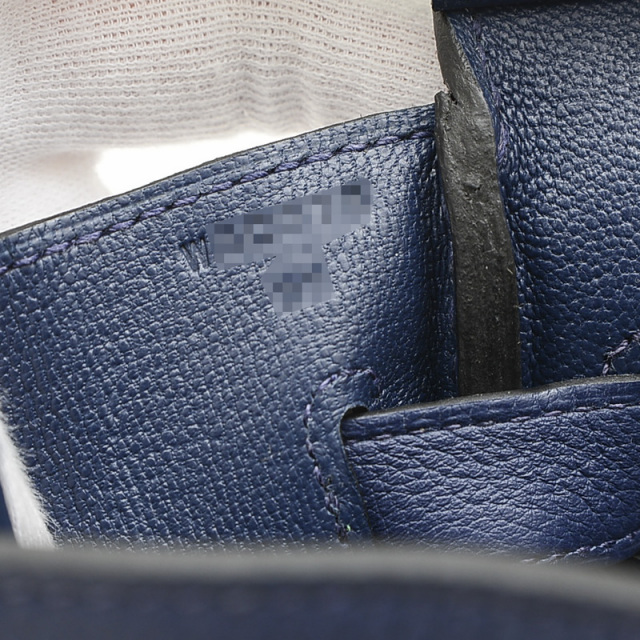 エルメス バーキン30 トゴ ブルーアンクル シルバー金具 W刻印