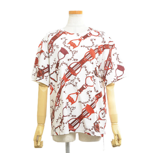 エルメス マキシTシャツ 鐙 インターロック アイボリー/レッド