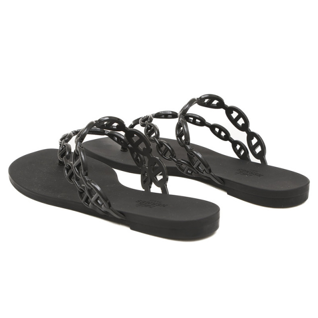 HERMES サンダル 37 ラバー エルメス アイランド サンダル ラバー ブラック #37 HERMES