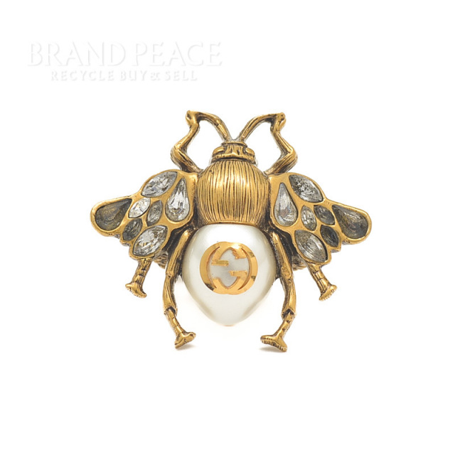 グッチ リング インターロッキングG 蜂 ビー パール ストーン 13号 GUCCI 
