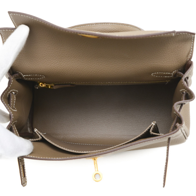 エルメス ケリー25 内縫い トゴ エトゥープ ゴールド金具 Y刻印 ※カギ