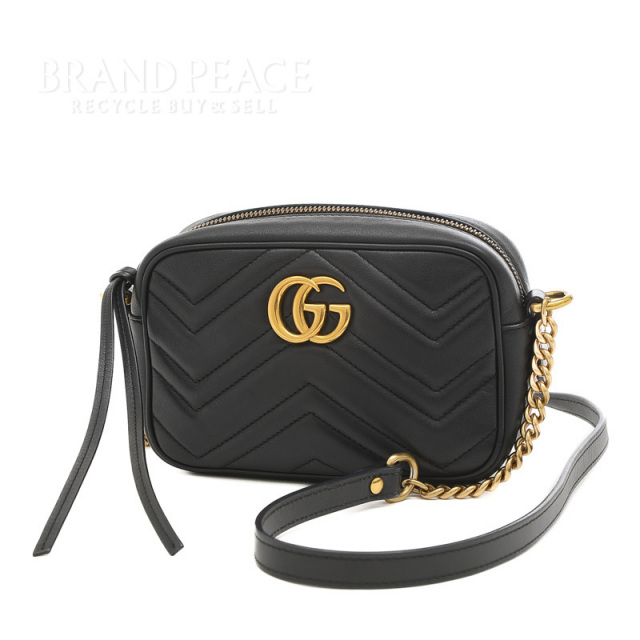 GUCCI グッチ GGマーモント チェーンショルダーバッグ 黒色