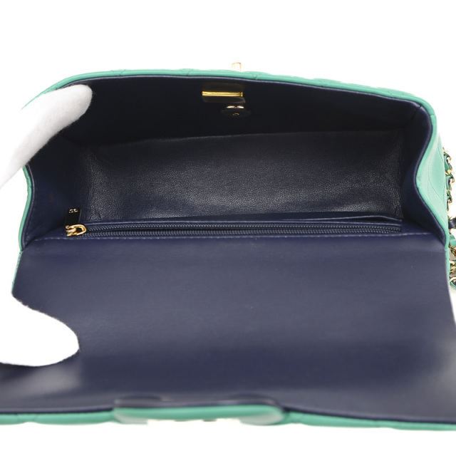 CHANEL レア トップハンドルマトラッセショルダーラムスキンダークグリーン CHANEL シャネル マトラッセ2WAYトップハンドルバッグ グリーン/GP