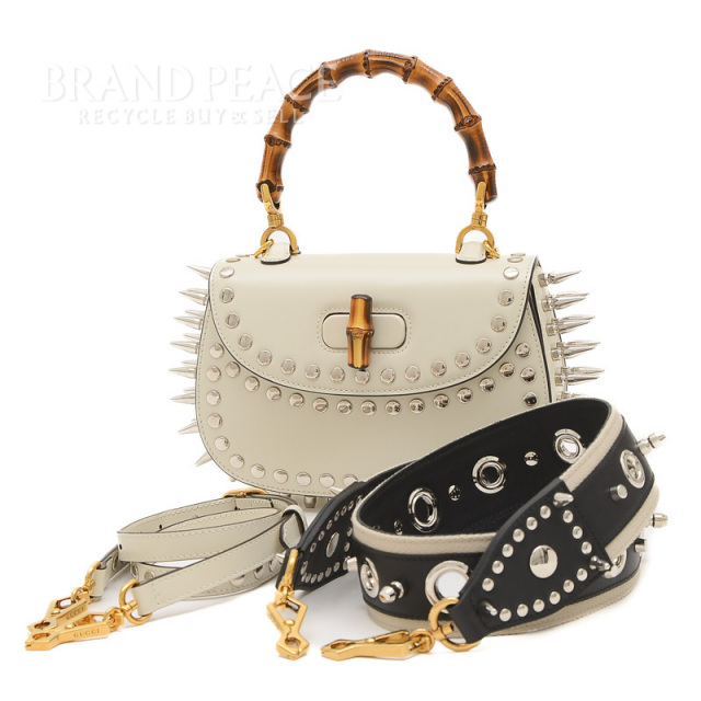 GUCCI ホワイトレザー バンブー