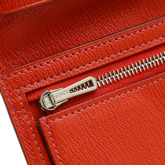 エルメス ベアン クラシック 長財布 アリゲーター ゼラニウム 赤  