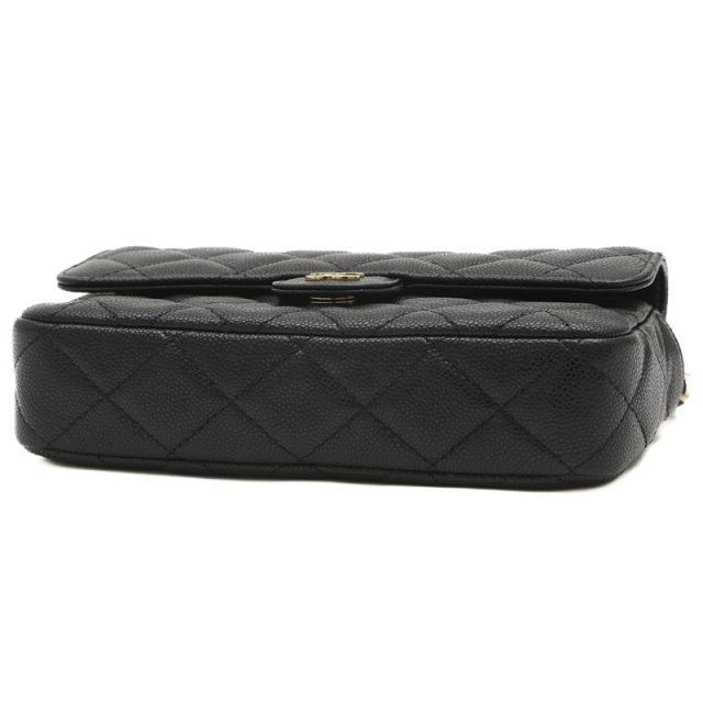 シャネル マトラッセ フォンケース チェーンウォレット キャビアスキン  