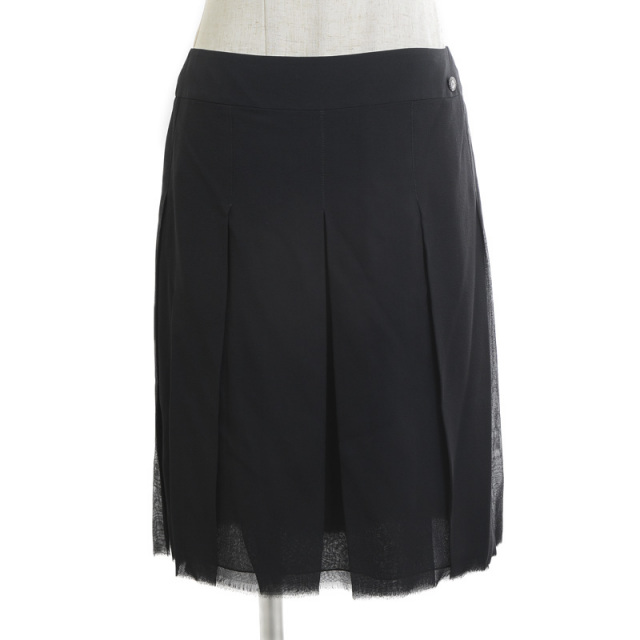 CHANEL シャネル プリーツ パネルスカート シルクシフォン ブラック 38  