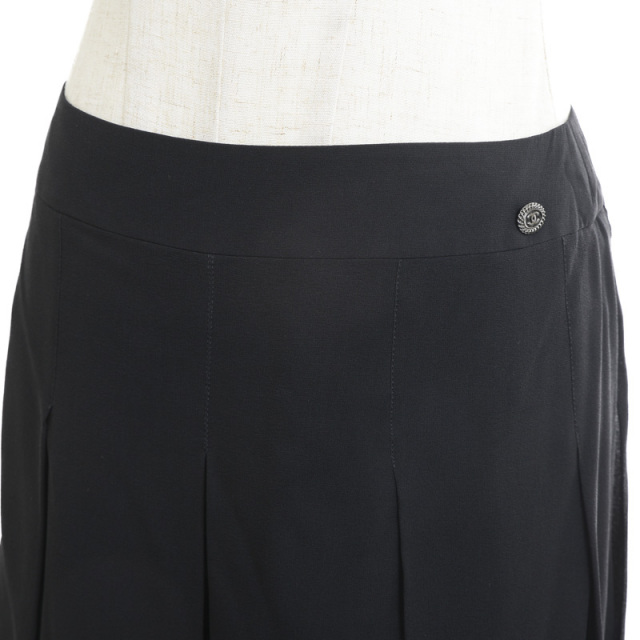 CHANEL シャネル プリーツ パネルスカート シルクシフォン ブラック 38  