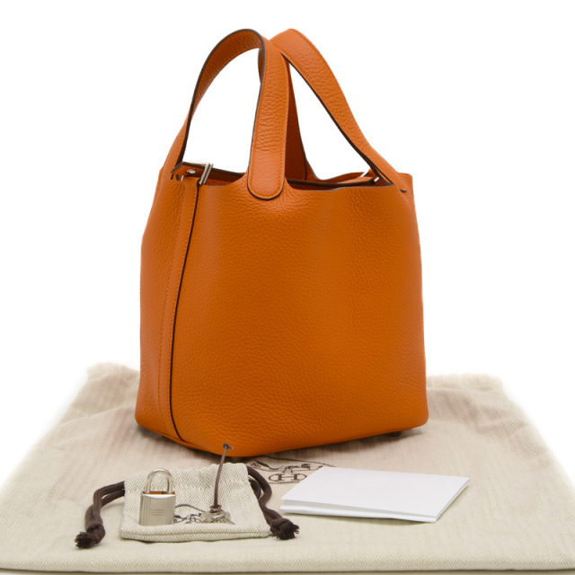 HERMES エルメス ピコタンロック PM 18 オレンジ シルバー金具 エルメス ピコタンロックPM 18 トリヨン オレンジ シルバー金具