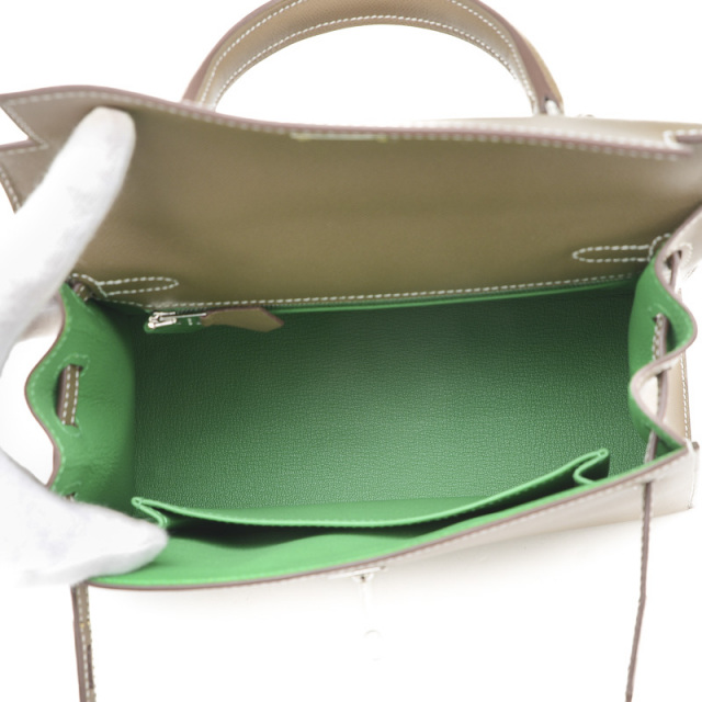 エルメス ケリー25 ヴェルソ 外縫い ヴォーマダム エトゥープ/バンブー