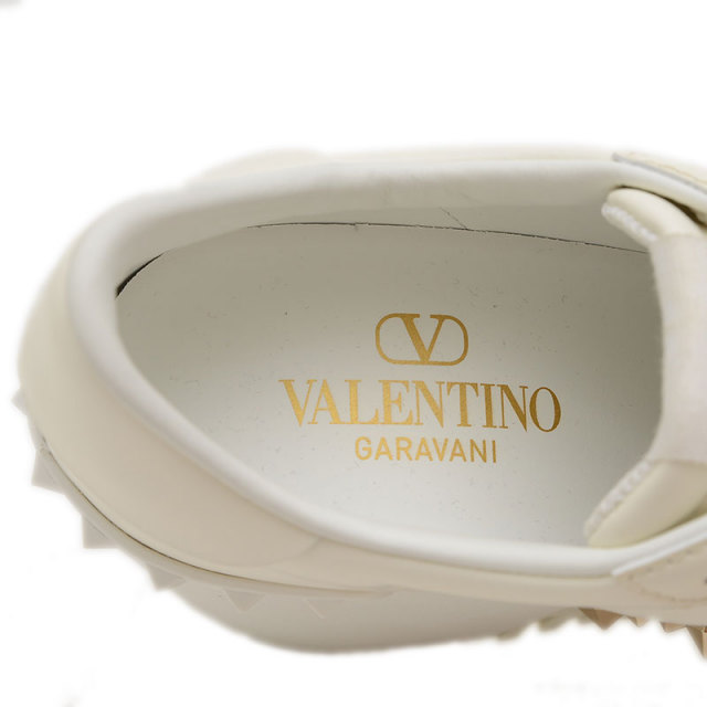 ヴァレンティノ ウエッジ スニーカー カーフ ホワイト/ピンク スタッズ  