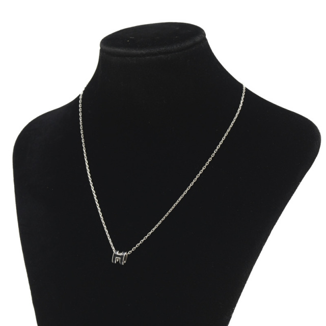 エルメス ポップアッシュ ミニ ネックレス ブラック/シルバー HERMES