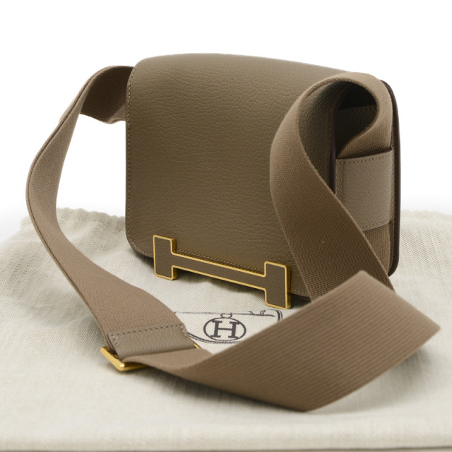 エルメス ゲタ シェーブル エトゥープ ゴールド金具 W刻印 HERMES