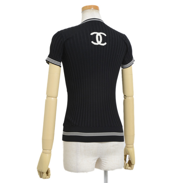 A5.CHANEL シャネル ヴィンテージ 半袖 ニットトップス ブラック 38 - 半袖 