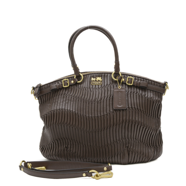 【美品】COACH コーチバッグ マディソン カーフレザー キャメル 2way COACH コーチ マディソンレザー 2way ターンロック ハンドバッグ