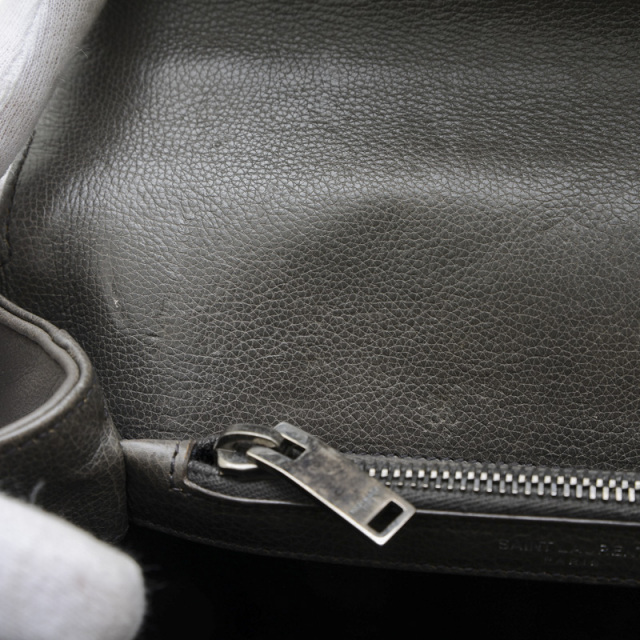 【未使用級】サンローラン ショッパー ミニトート 2way レザー グレー サンローランパリ ベイビーカバス レザー 2WAYハンドバッグ グレー