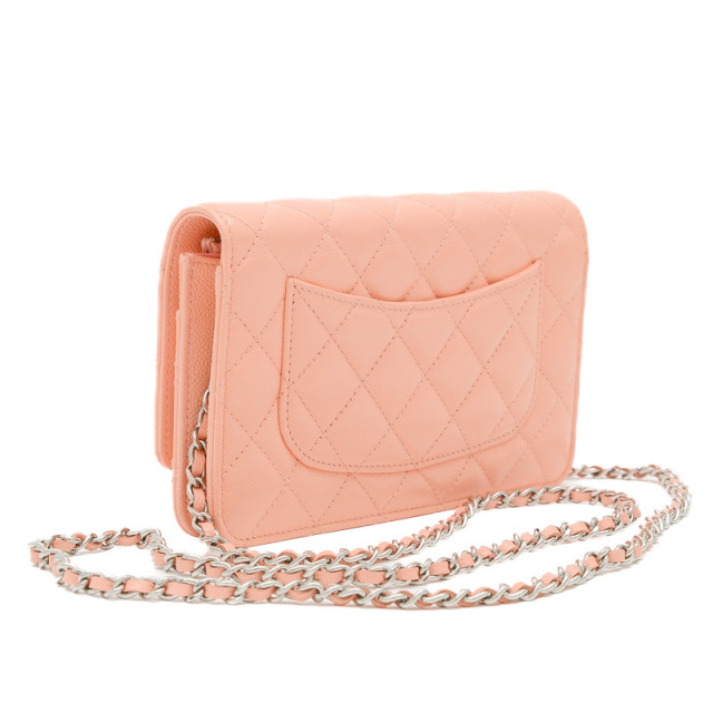 シャネル マトラッセ チェーンウォレット キャビア サーモンピンク