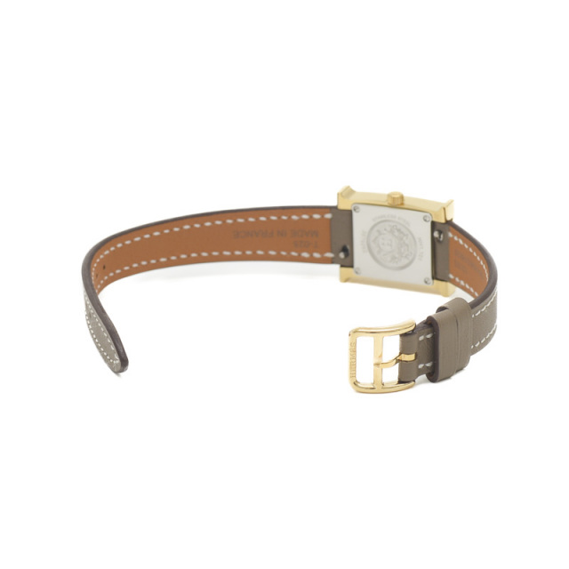 HERMES エルメス ミニHウォッチ HH1.101 ロングベルト エルメス Hウォッチ ミニ HH1.101 QZ/GP/革ベルト 白文字盤