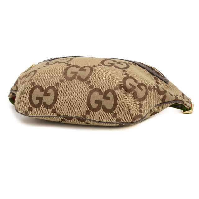 GUCCI ベージュキャンバスベルト GGロゴ グッチ ジャンボGG ベルトバッグ レディース キャンバス レザー