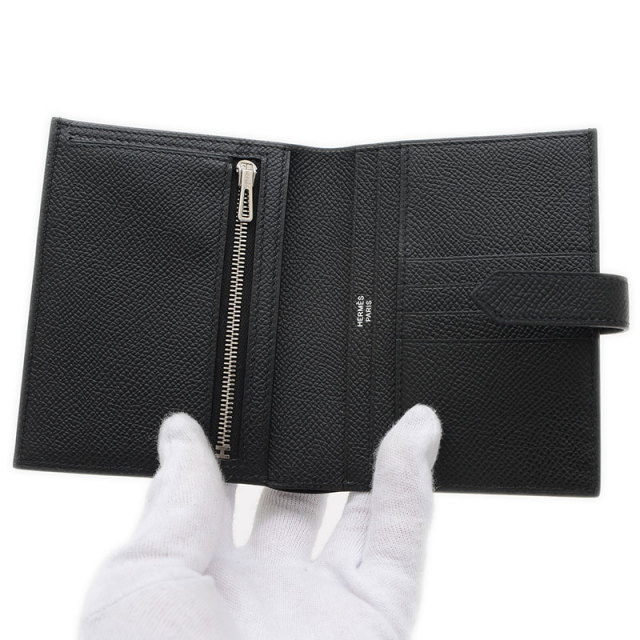 エルメス ベアンコンパクト 財布 モノクローム エプソン ブラック  