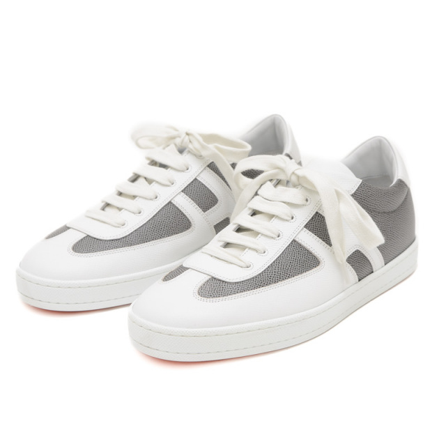 HERMES グレー レザースニーカー