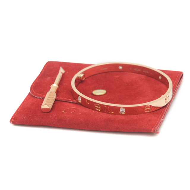 カルティエ ラブブレス ハーフダイヤ 4Pダイヤ K18PG #18 B60820