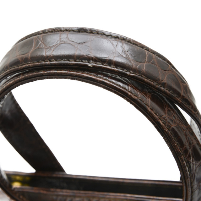 フェラガモ ヴァラリボン ハンドバッグ クロコ型押し ゴールド金具