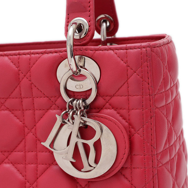 ディオール　レディディオール　カナージュ　ラムスキン　赤　2way　ハンドバッグ Lady Dior クリスチャン・ディオール 2WAYバッグ レディ