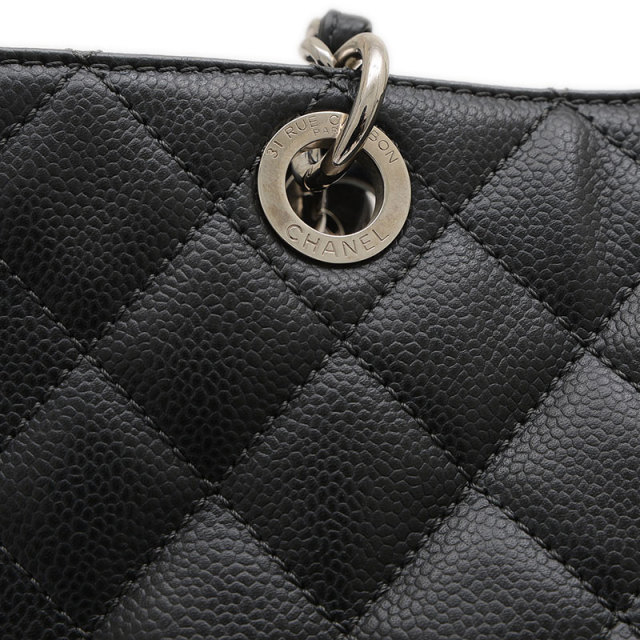 CHANEL マトラッセ GSTチェーントート キャビアスキン黒 シルバー金具 スーパーモデルバッグ チェーントート 黒/ゴールド金具 A01992