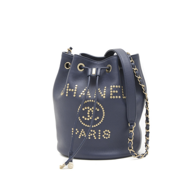 シャネル ドーヴィル 巾着チェーンショルダーバッグ CHANEL シャネル ドーヴィル 巾着 シルバー金具 ショルダー
