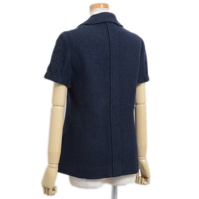 CHANEL シャネル　シルクツイード　半袖　ジャケット　size38 CHANEL シャネルシルクツイード半袖ジャケットsize38