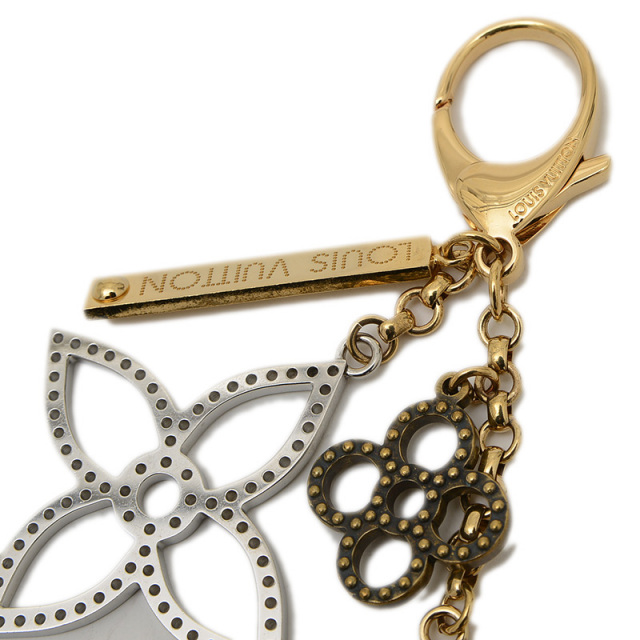 ルイ・ヴィトン ロゴチャーム 金色 Authentic LOUIS VUITTON LV Facettes Key Holder Bag Charm