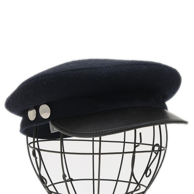 エルメス キャスケット 帽子 セリエボタン ウール/ラムスキン