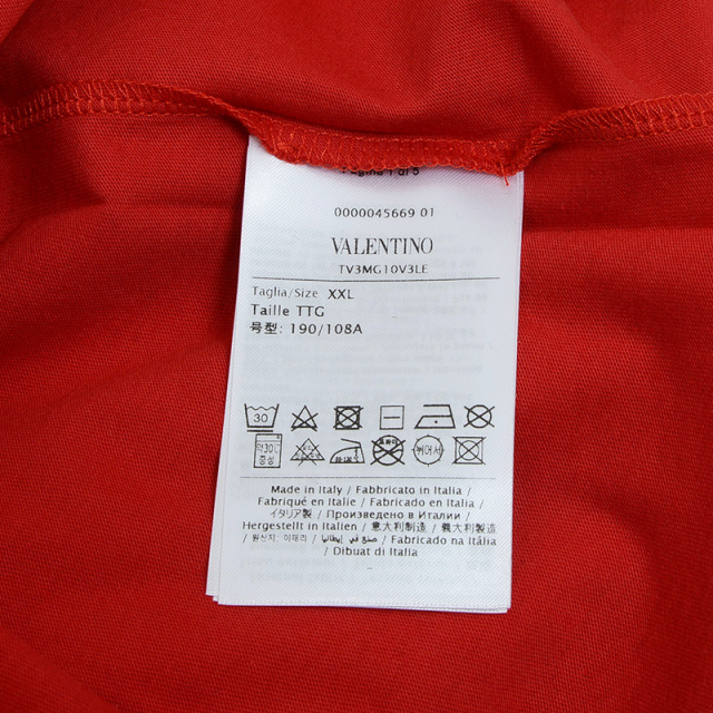 VALENTINO ヴァレンティノ Tシャツ ロゴ コットン レッド メンズ