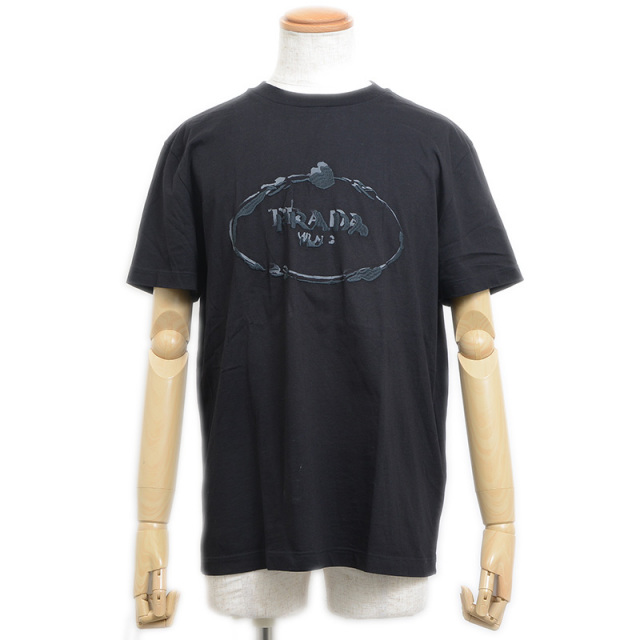 プラダ Tシャツ ロゴ コットン ブラック メンズ XXLサイズ