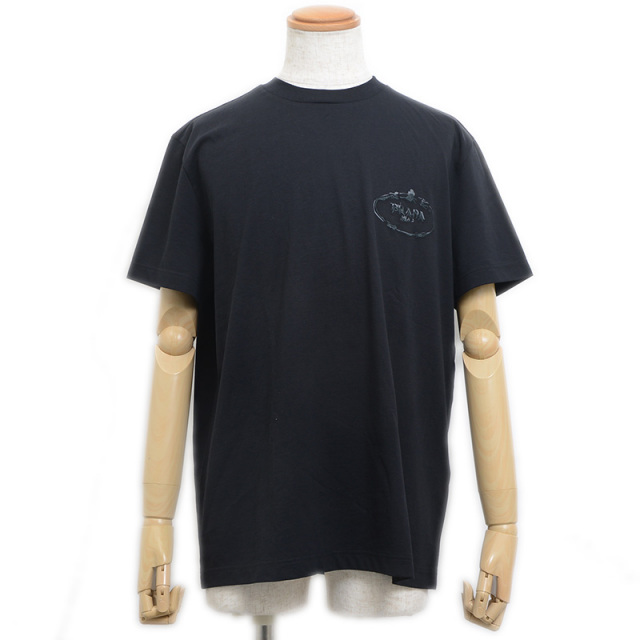 プラダ Tシャツ ロゴ コットン ブラック メンズ XXLサイズ