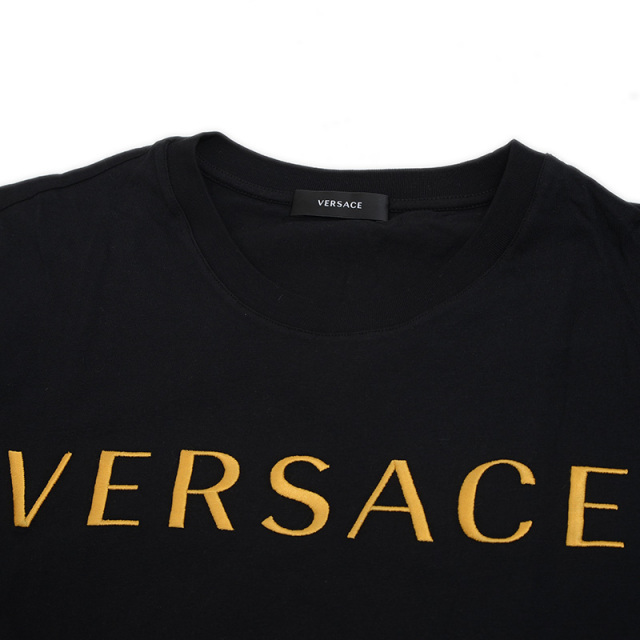 ヴェルサーチ Tシャツ ロゴ コットン ブラック メンズ 2XLサイズ