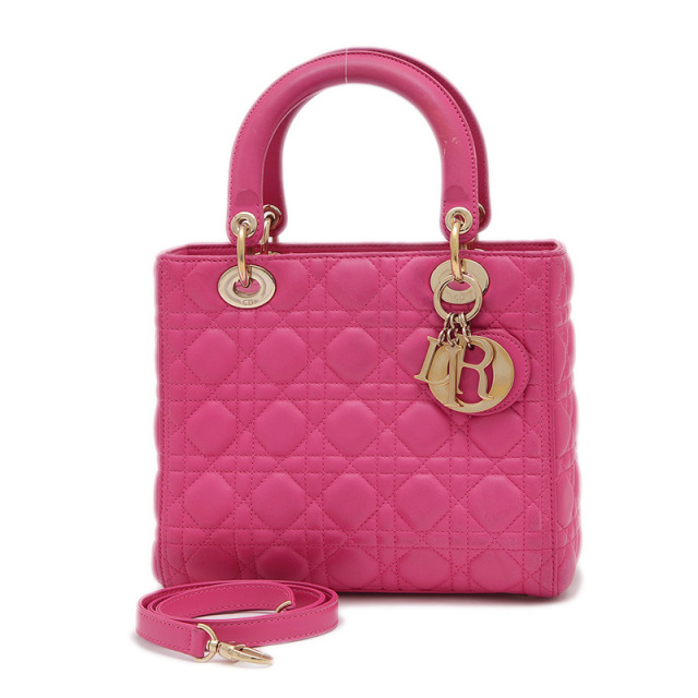 DIOR レディディオール　ミディアム　カナージュ　濃いピンク　ハンドバッグ ディオール レディディオール カナージュ 2WAY バッグ