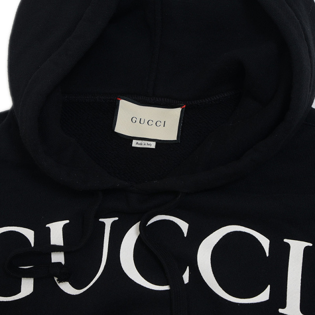 新品未使用品　GUCCI ブラック ロゴパーカー　グッチ GUCCI グッチ パーカー レディース M ブラック コットン 【432