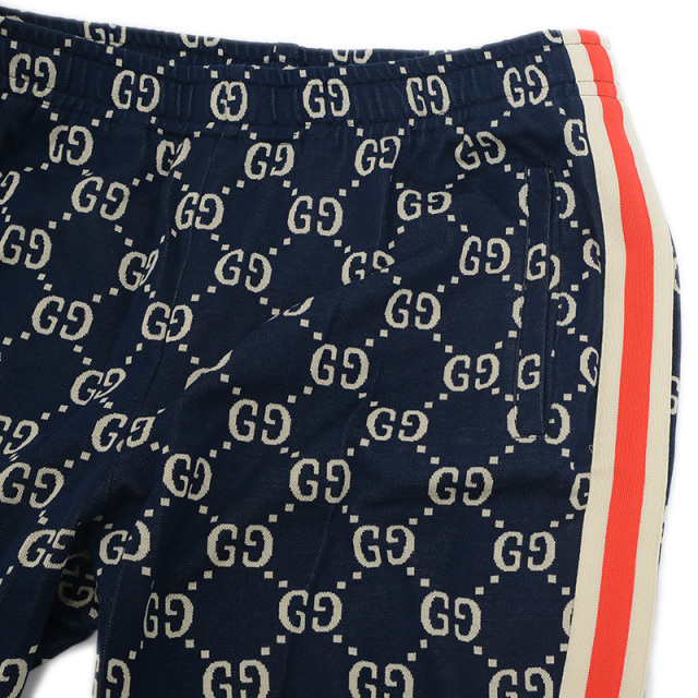 GUCCI グッチ GG柄 ジャガードパンツ 46 GUCCI グッチ GGジャガード トラックパンツ コットン ネイビー