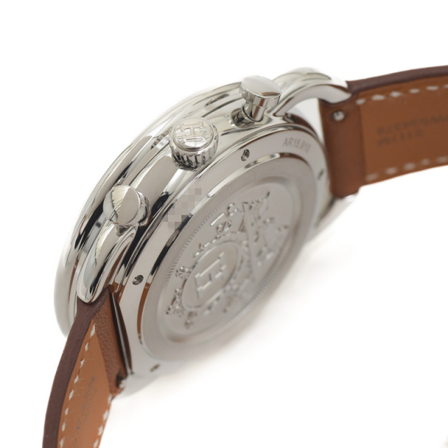 エルメス アルソー クロノグラフ シルバー文字盤 革ベルト