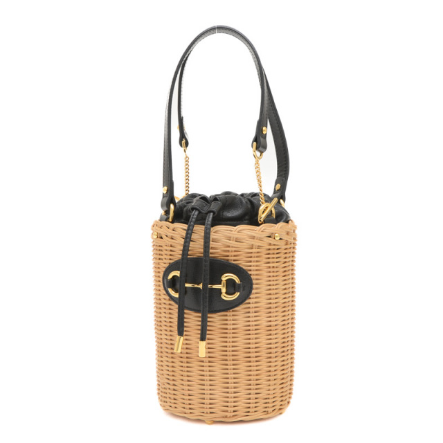 GUCCI☆ ホースビット 1955 レザー＆キャンバス バケットバッグ