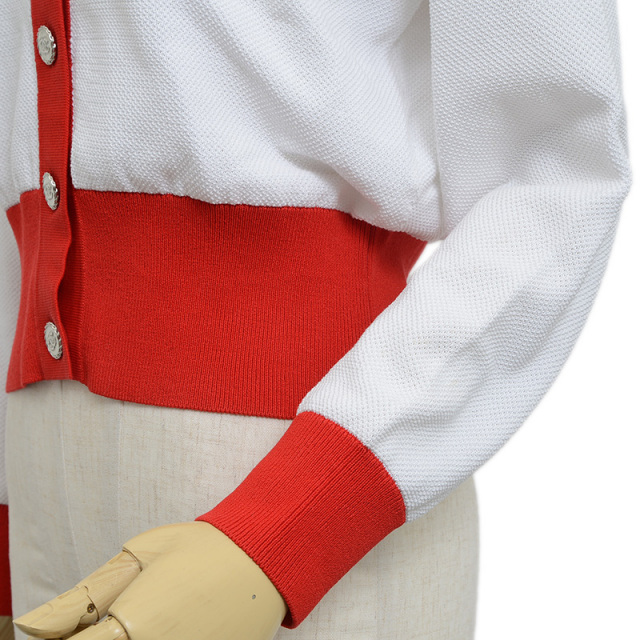 CHANEL シャネル　カーディガン シャネル カーディガン ロゴ ホワイト/レッド レディース 42サイズ